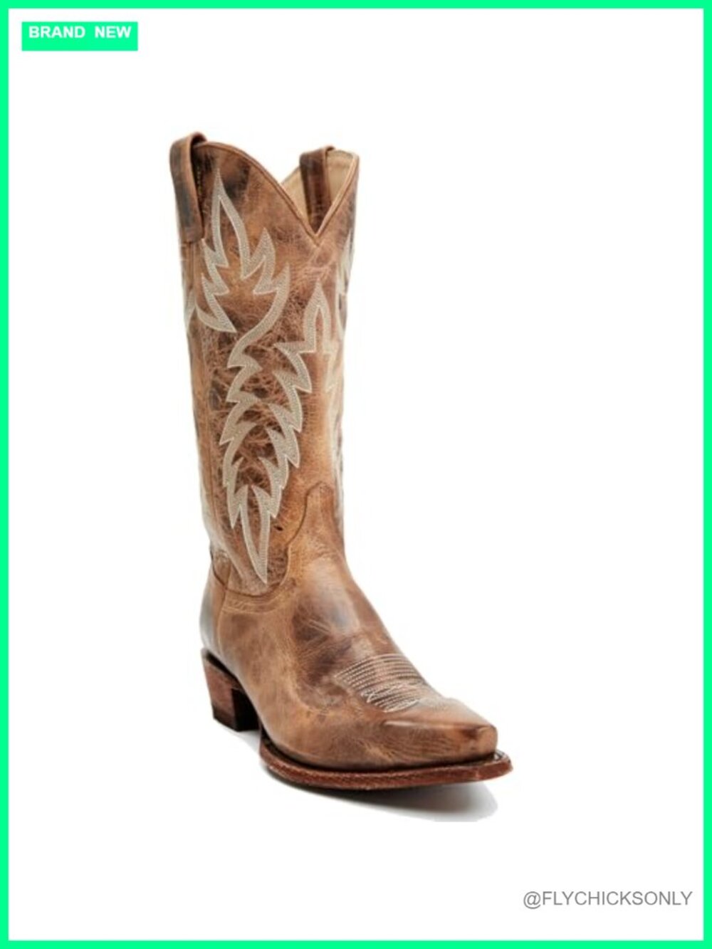 Faux Leather Embroidered Cowboy Boots Chunky Heel Mid Calf Western
